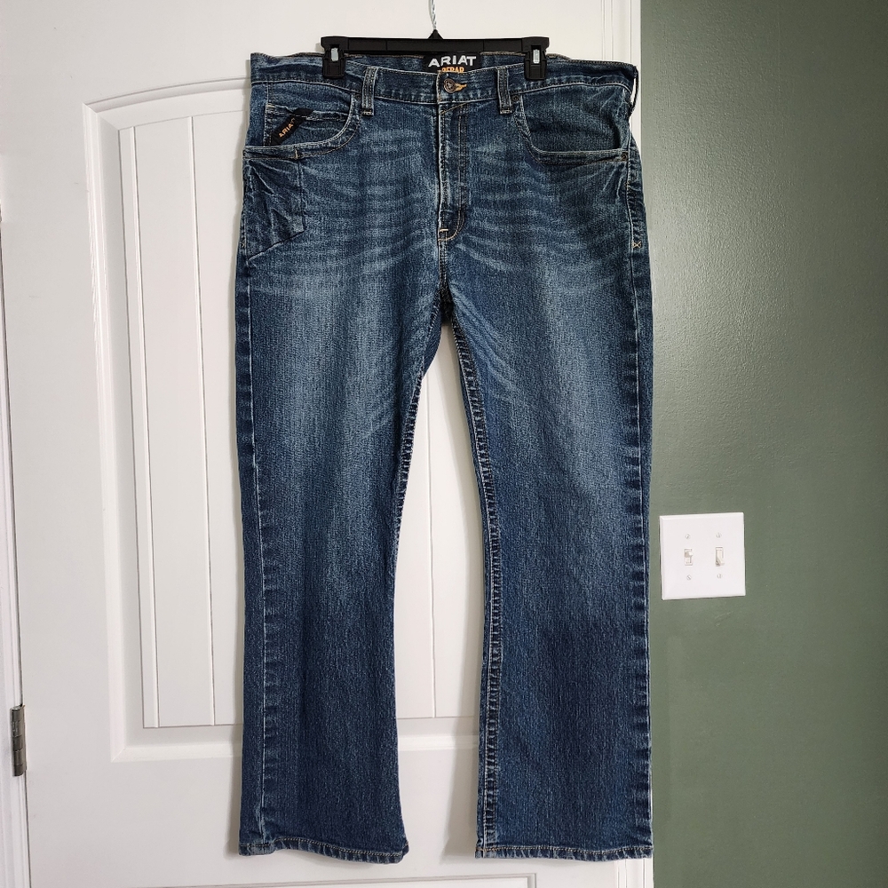 Ariat Rebar M4 Jeans Mens 38x30 DuraStretch Edge Relaxed Boot Cut Workwear #1